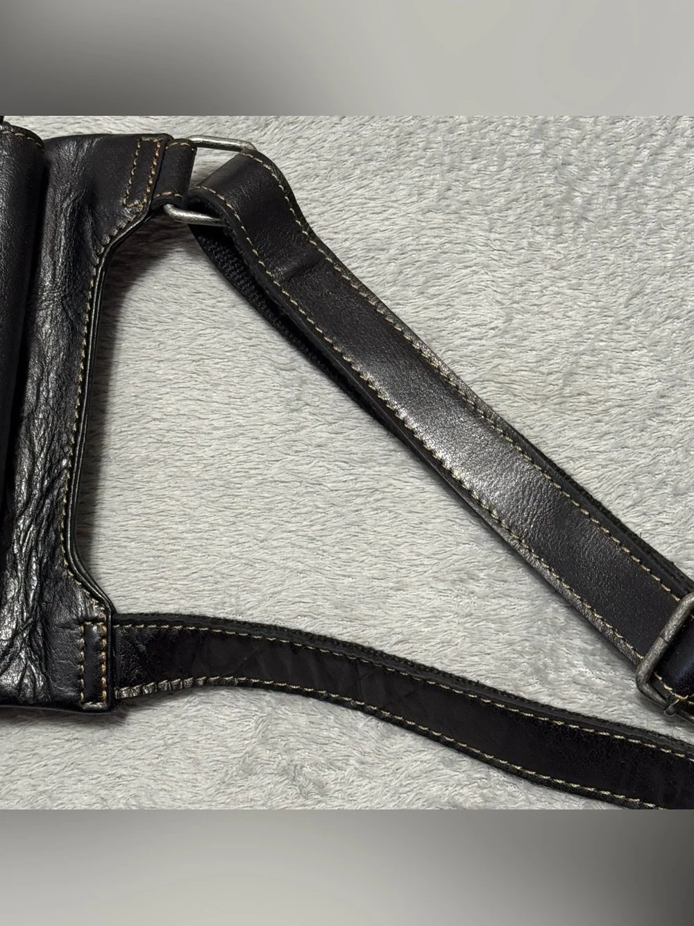 Jack Georges Black Slim Genuine Leather Organizer Crossbody Shoulder Bag NEW